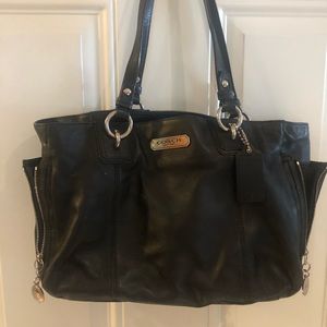 Coach black leather tote